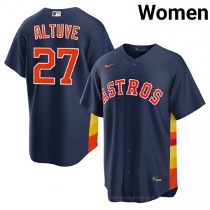 Navy Jose Altuve #27 Houston Baseball Sewn Jersey | Game-Day Women Fit 39030199