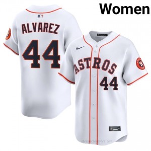 #44 Yordan Alvarez Classic Women Baseball Jersey | HOU Astros White Fan Gear 38146276