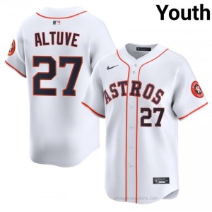 Stros Jose Altuve #27 White Youth Baseball Jersey | 2026 Season Authentic 51316553